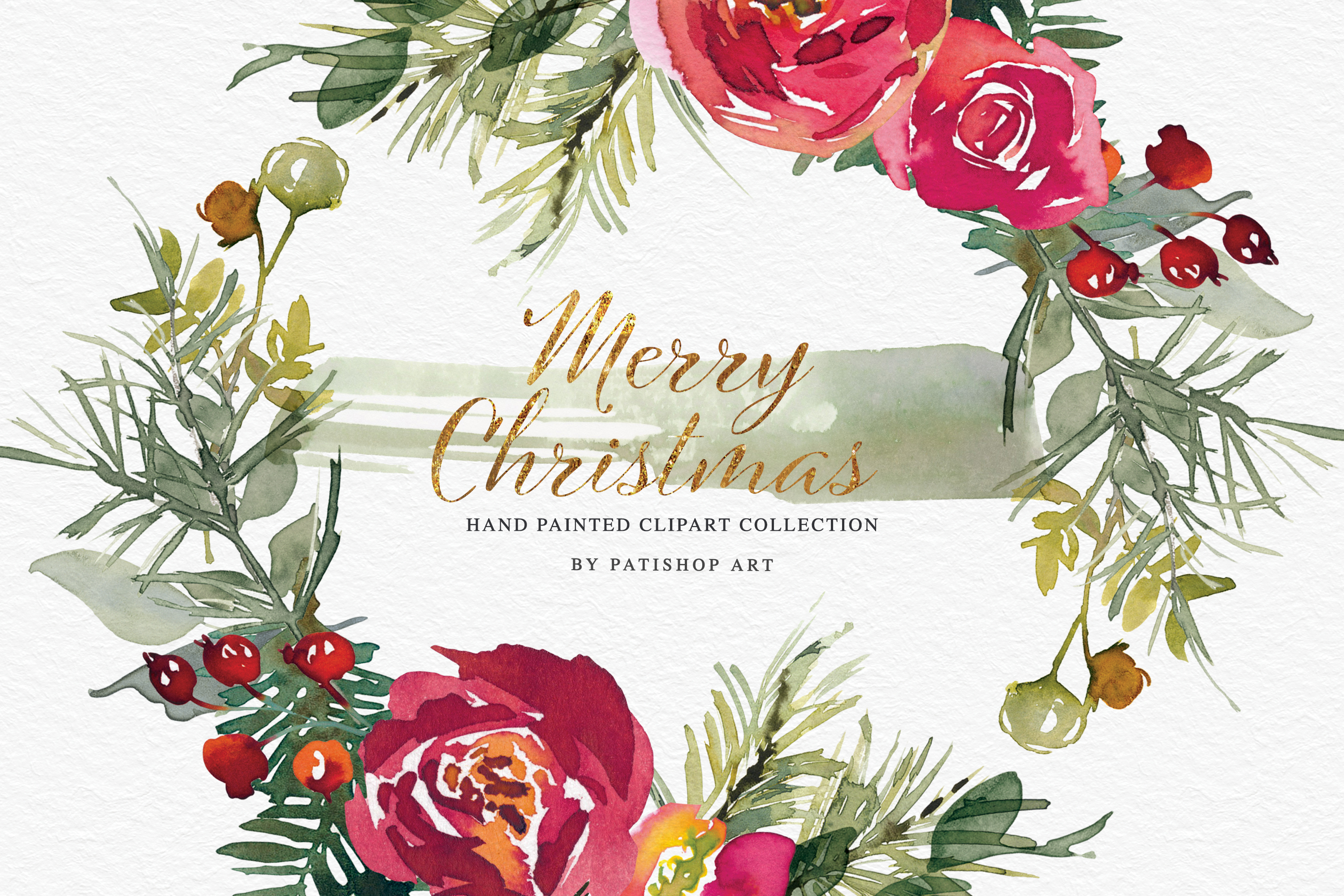 Christmas Watercolor Clipart Set - photo 1