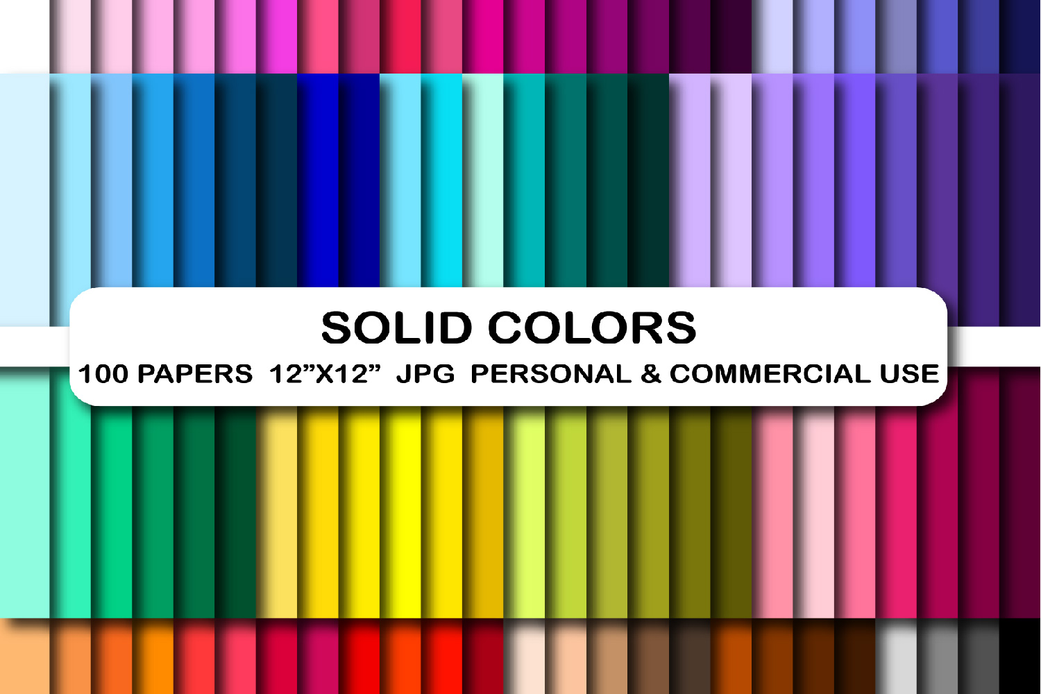 100 Solid Colors Digital Paper Pack