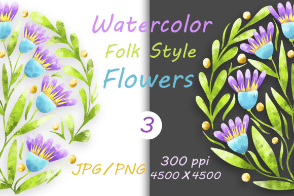 Flowers in Folk Style and Hand Drawn 03 Graphic Illustrations By FolkStyleStudio