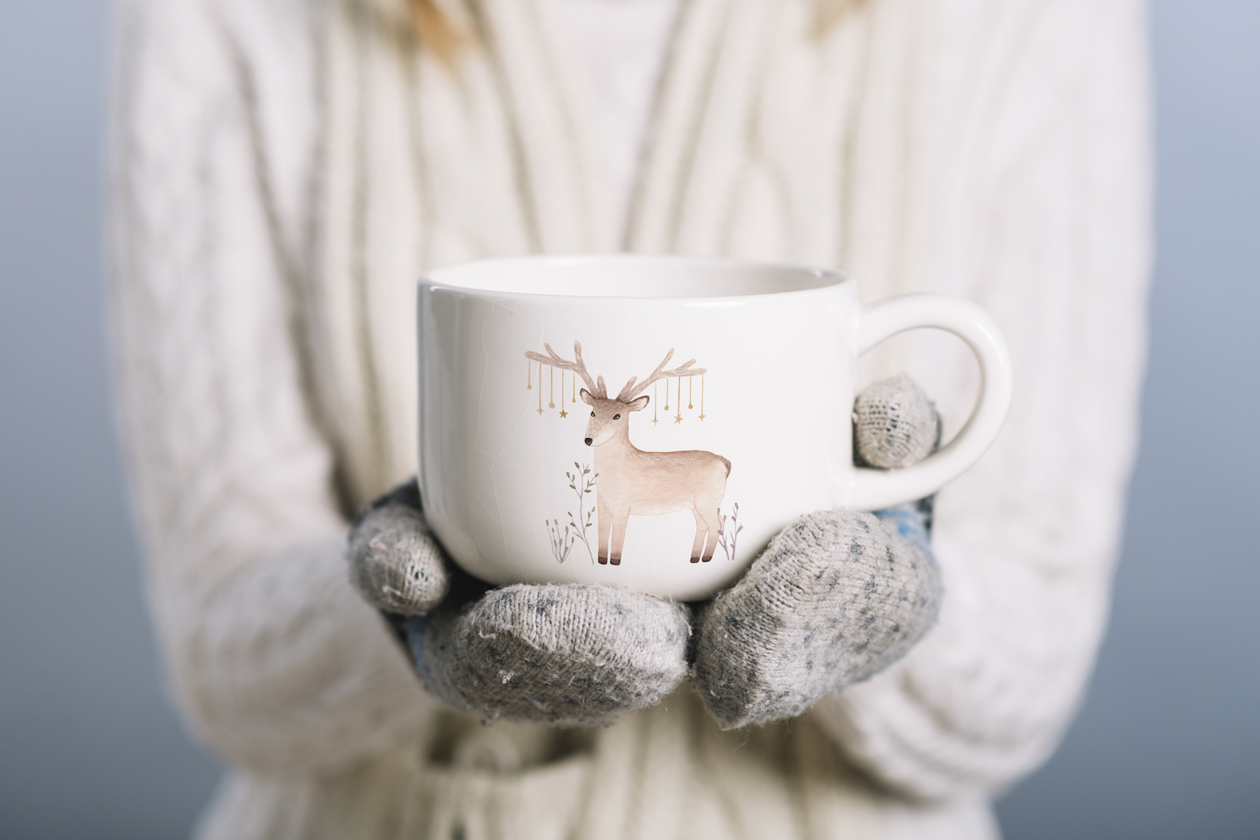 Watercolor Christmas Deers Cliparts - photo 3