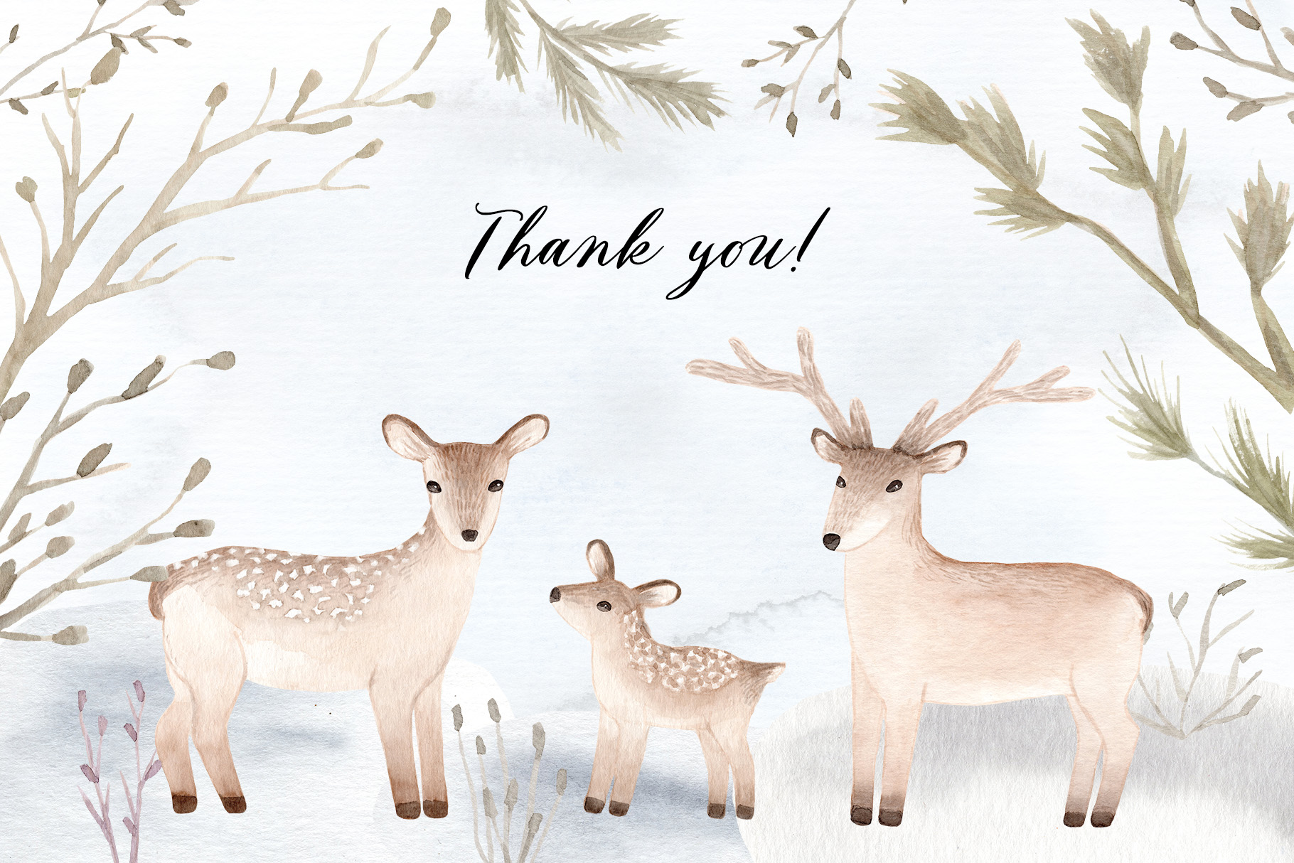 Watercolor Christmas Deers Cliparts - photo 5
