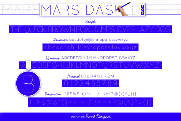 Mars Dashed Font PNG with transparent background - Preview 1