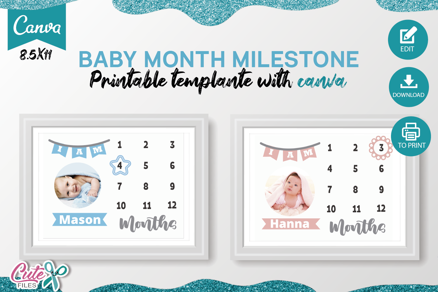 Baby Month Milestone Canva Template