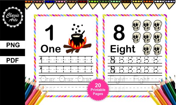 Halloween Number Tracing Graphic Print Templates By ClazicArts