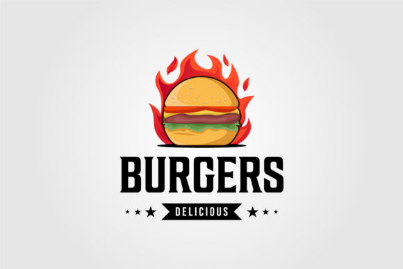 Hot Burgers Food Logo Vintage Vector