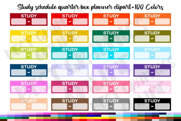 100 Study Schedule Quarter Box Planner - Printable