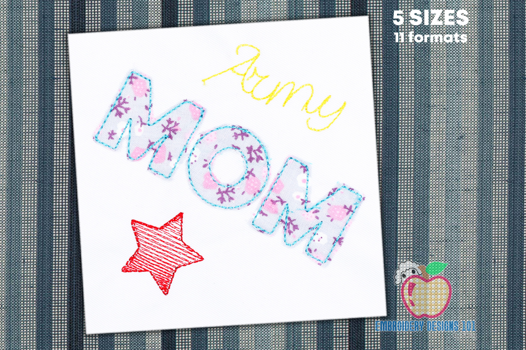 Army Mom Stitch Applique