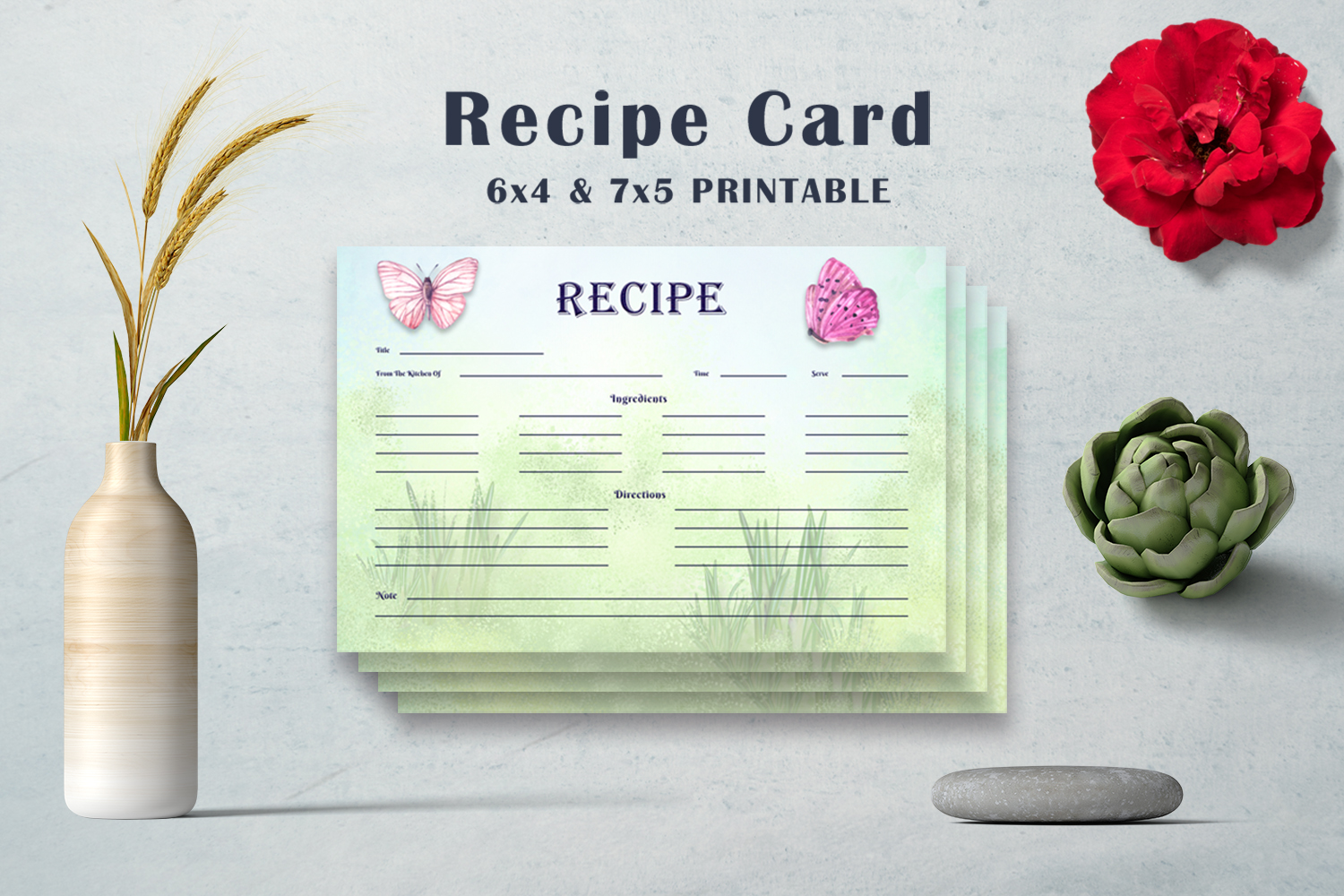 Butterfly Recipe Card Template