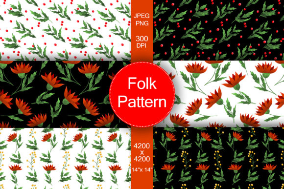 Christmas Seamless Pattern 14"x14" Illustration Modèles de Papier Par FolkStyleStudio