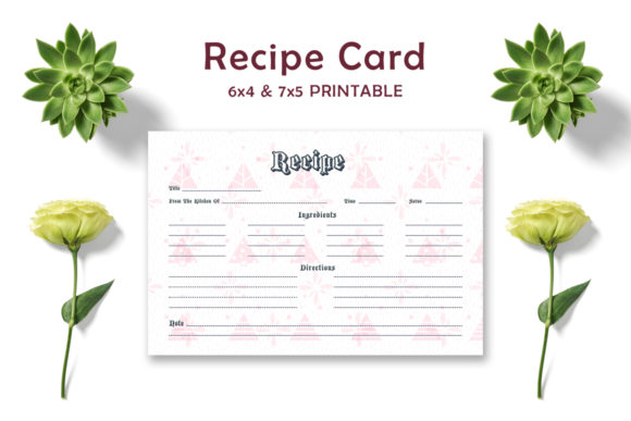 Pink Pattern Recipe Card Template