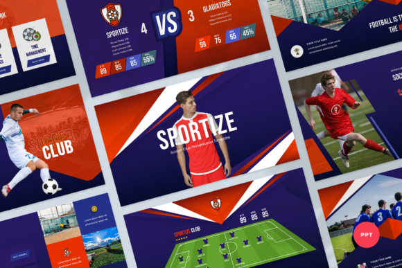 Preview of Soccer & Football Club PowerPoint sports presentation template