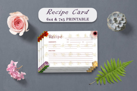 Vintage Floral Recipe Card Template