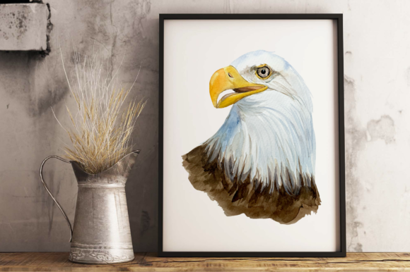 Watercolor Bald Eagle - Clip Art & Print Graphic Illustrations By tatibordiu