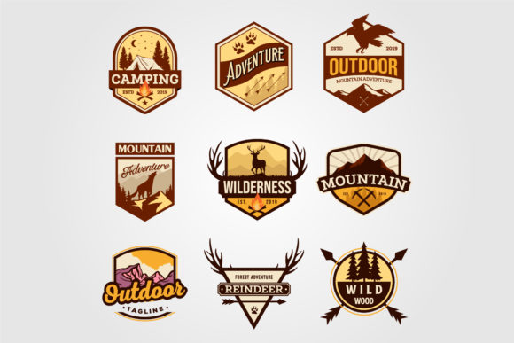 Set of Vector Outdoor Adventure Logo Graphic Logos By lawoel