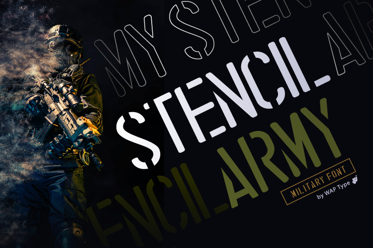 Stencil Army preview: stencil military poster typeface
