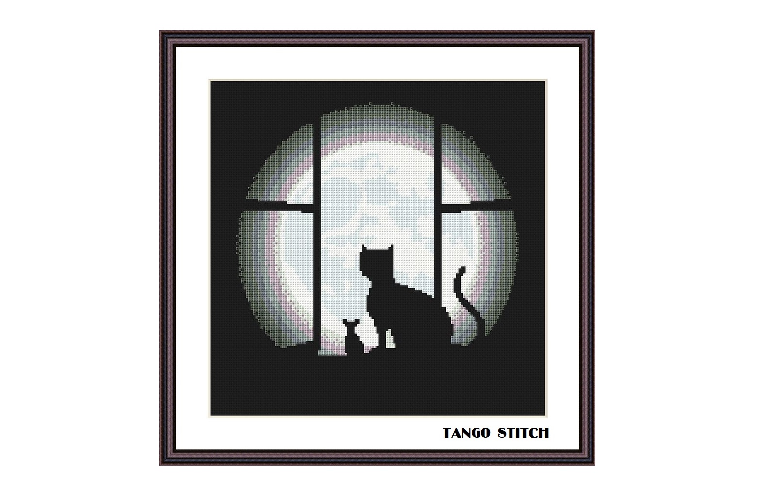 Black Cat, Mouse and Moon Cross Stitch