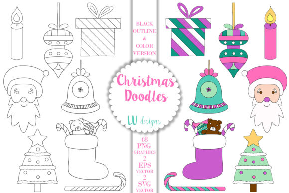 Hand-Drawn Christmas Clipart for Holiday Crafts
