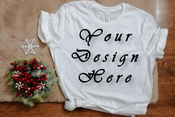 Mockups Christmas White T-shirt Picture Graphic T-Shirts By Art Studio