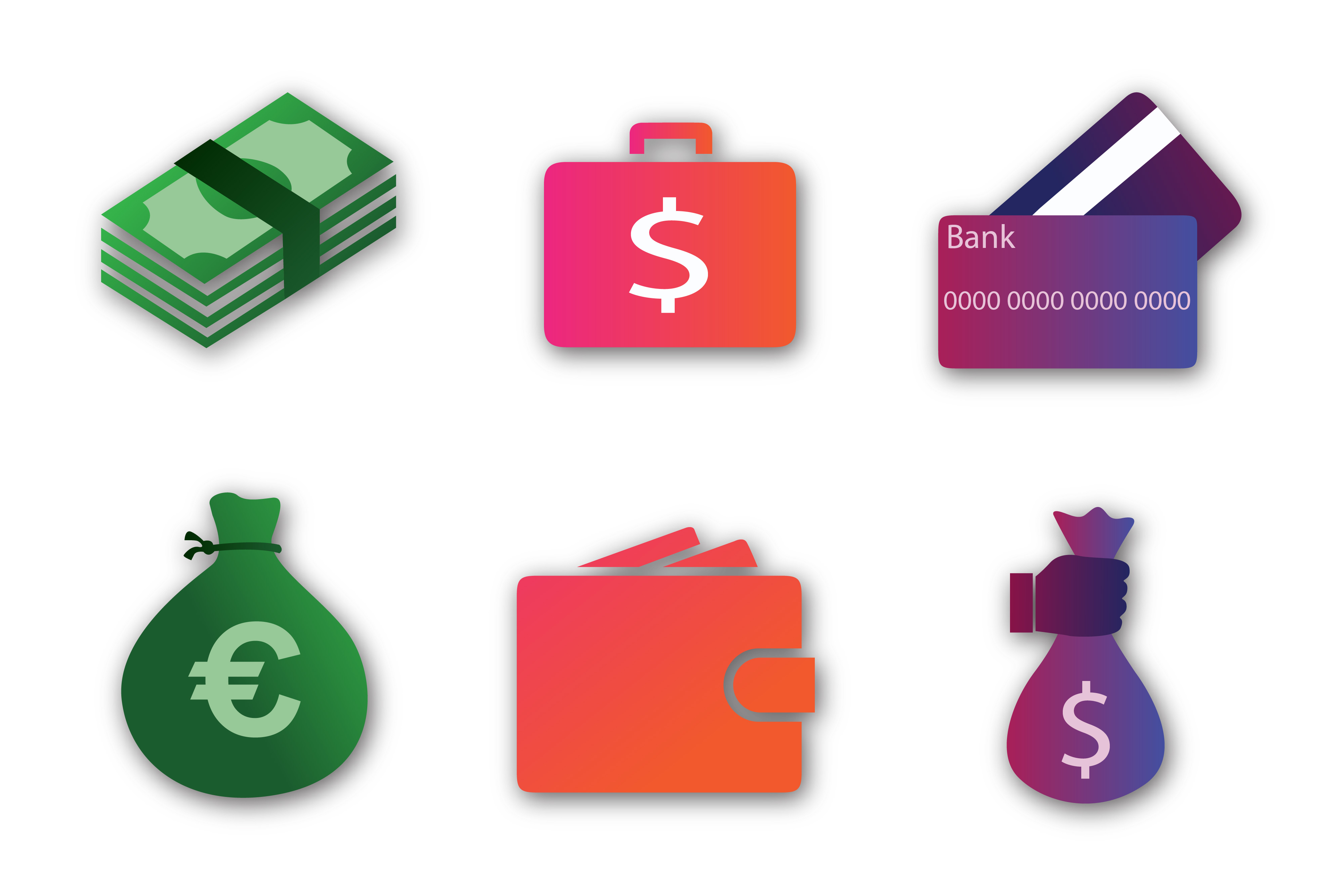 Finance Flat Icon Set Illustrations