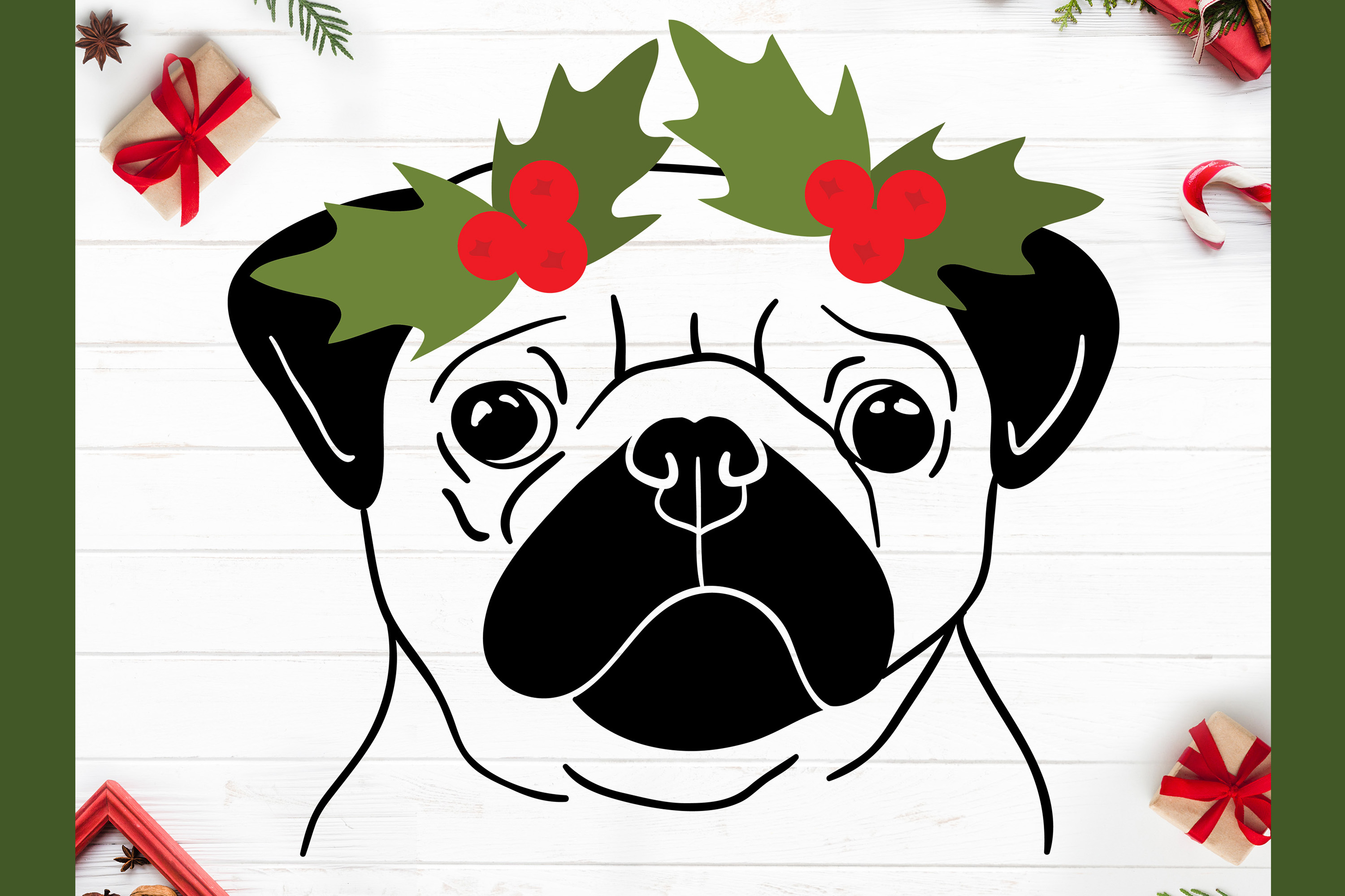 Christmas Pug SVG Graphic by babyGnom · Creative Fabrica