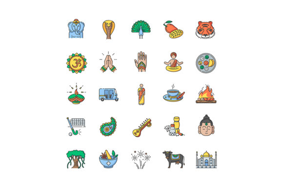 Indian Culture RGB Color Icons Set Grafika Ikony Przez IMG visuals icons