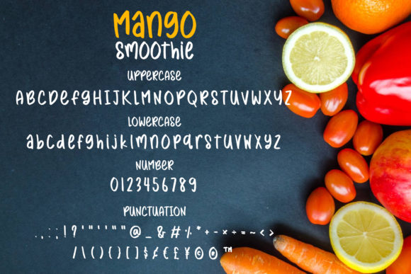 Mango Smoothie Font PNG with transparent background - Preview 2