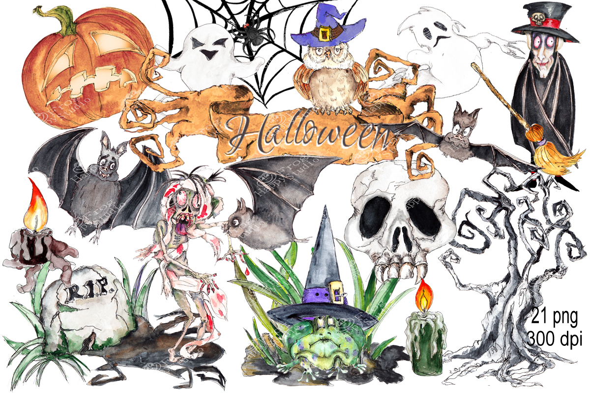 Watercolor Halloween Bundle Graphic by arevkasunshine · Creative Fabrica