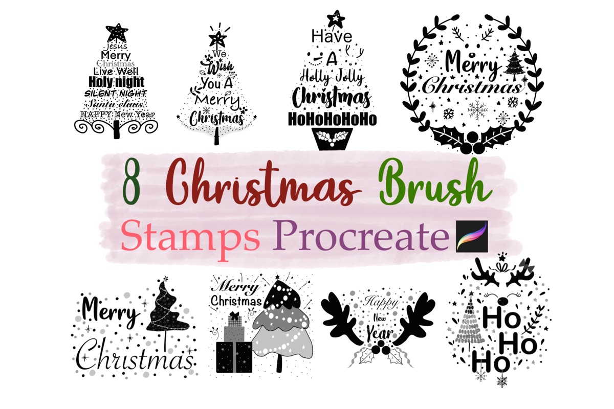 8 Christmas Brush Stamps for Procreate Graphic by Temtemdesign ...