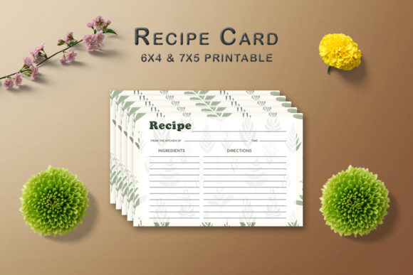 Green Pattern Recipe Card Template