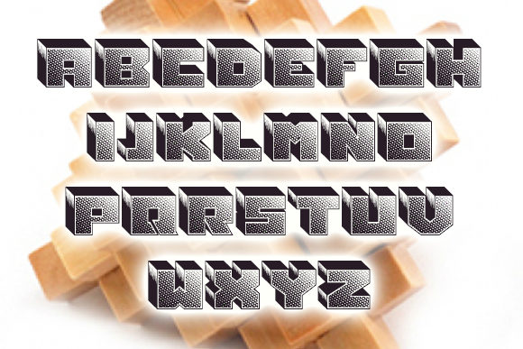 Shiny Blocks Font PNG with transparent background - Preview 1