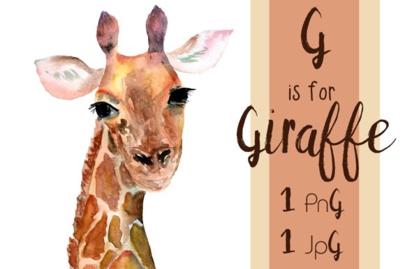 Watercolor Giraffe Print + Clip Art Graphic Illustrations By tatibordiu