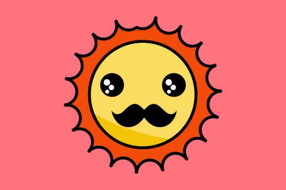 Kawaii Very Cute Sun with Mustache Graphic by Yapivector