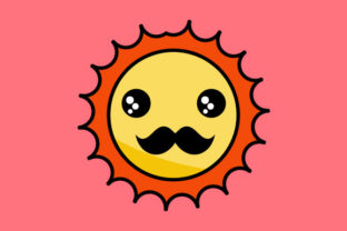 Kawaii Very Cute Sun with Mustache Graphic by Yapivector