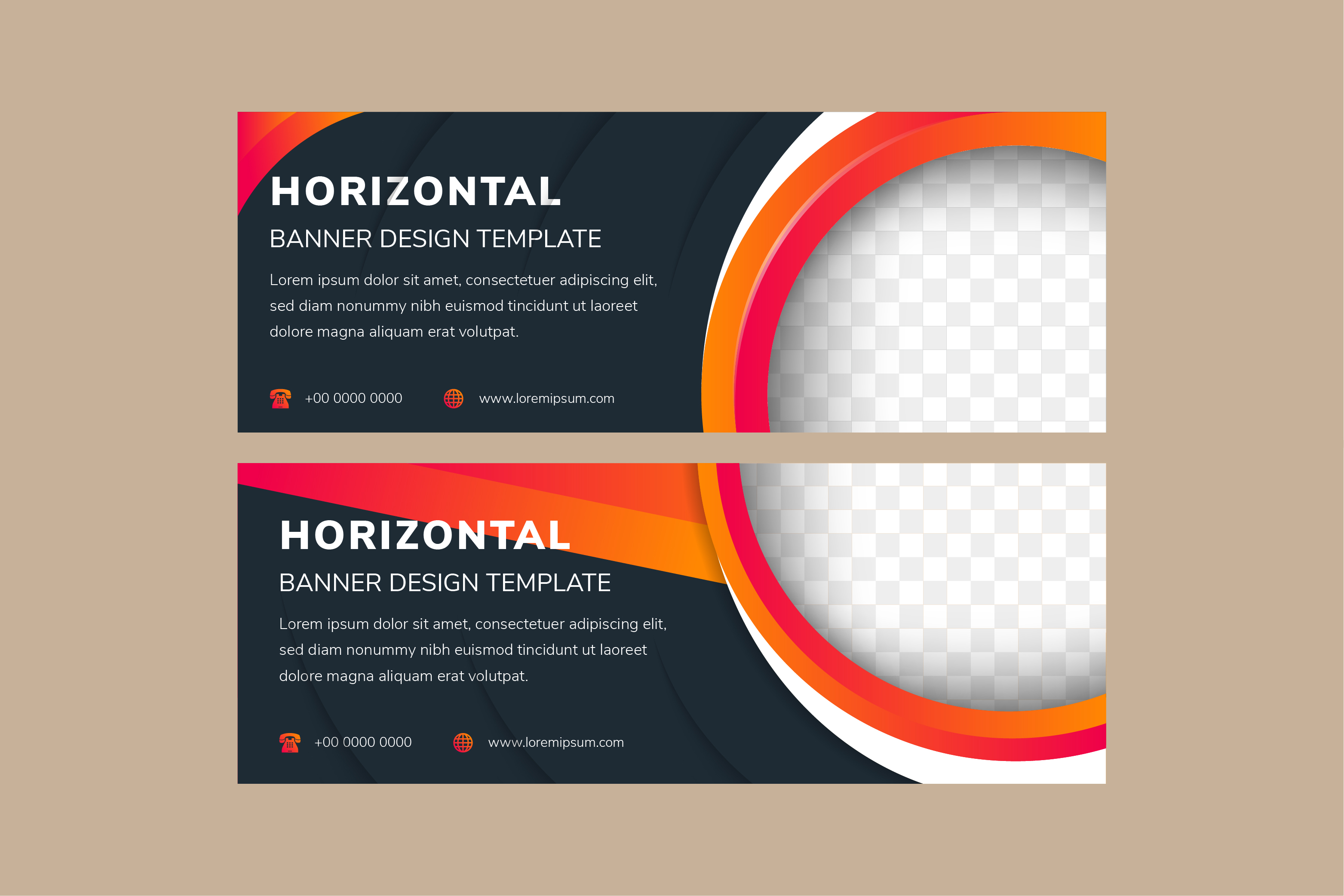 Horizontal Banner Pink Orange Graphic by noory.shopper · Creative Fabrica