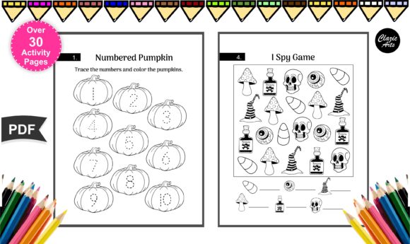 Halloween Activity Book for Kids Graphic Print Templates By ClazicArts