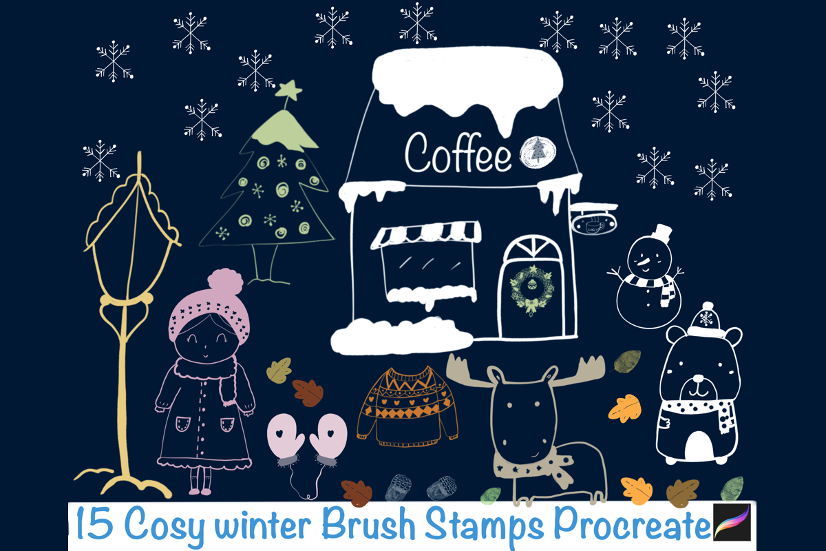 15 Cosy Christmas Brush Stamps Procreate Graphic by Temtemdesign ...