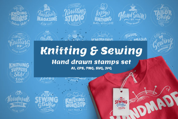 Knitting & Sewing Stamps Set