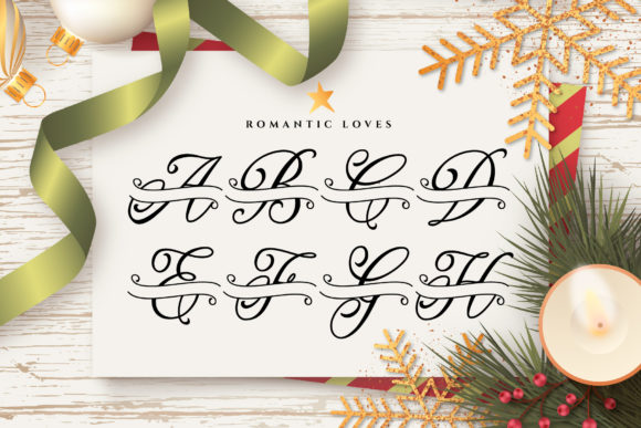 Romantic Loves Monogram Font PNG with transparent background - Preview 1