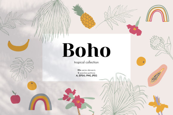 Boho Tropical Abstract Elements Graphic Crafts By neauth