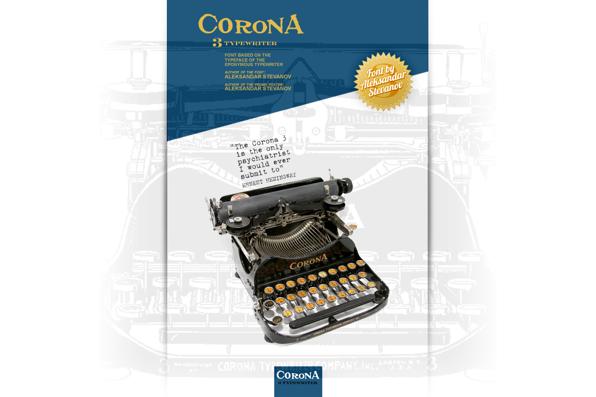 Corona 3 Typewriter — authentic portable typewriter monospace font