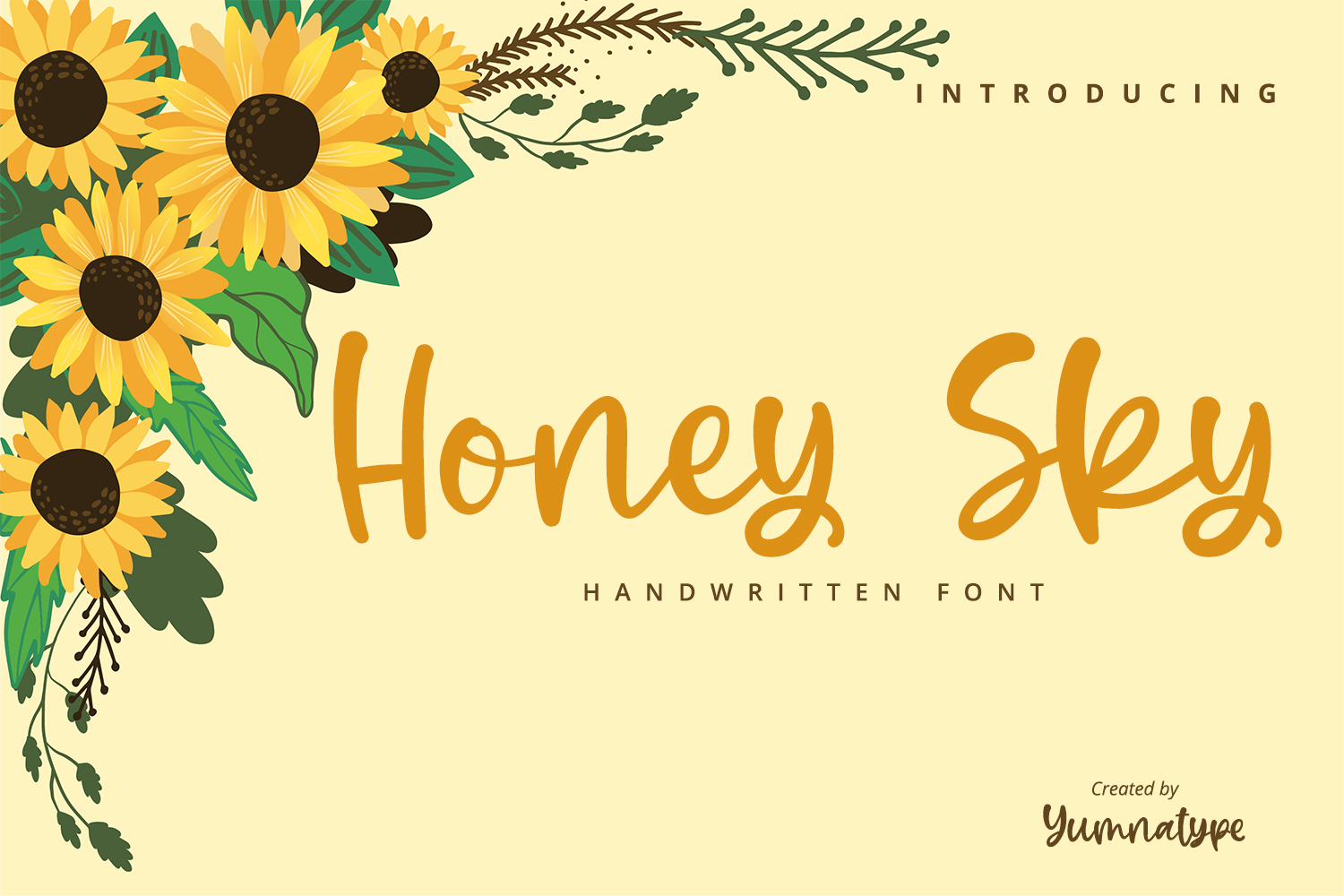 Honey Sky font preview - soft casual script typeface