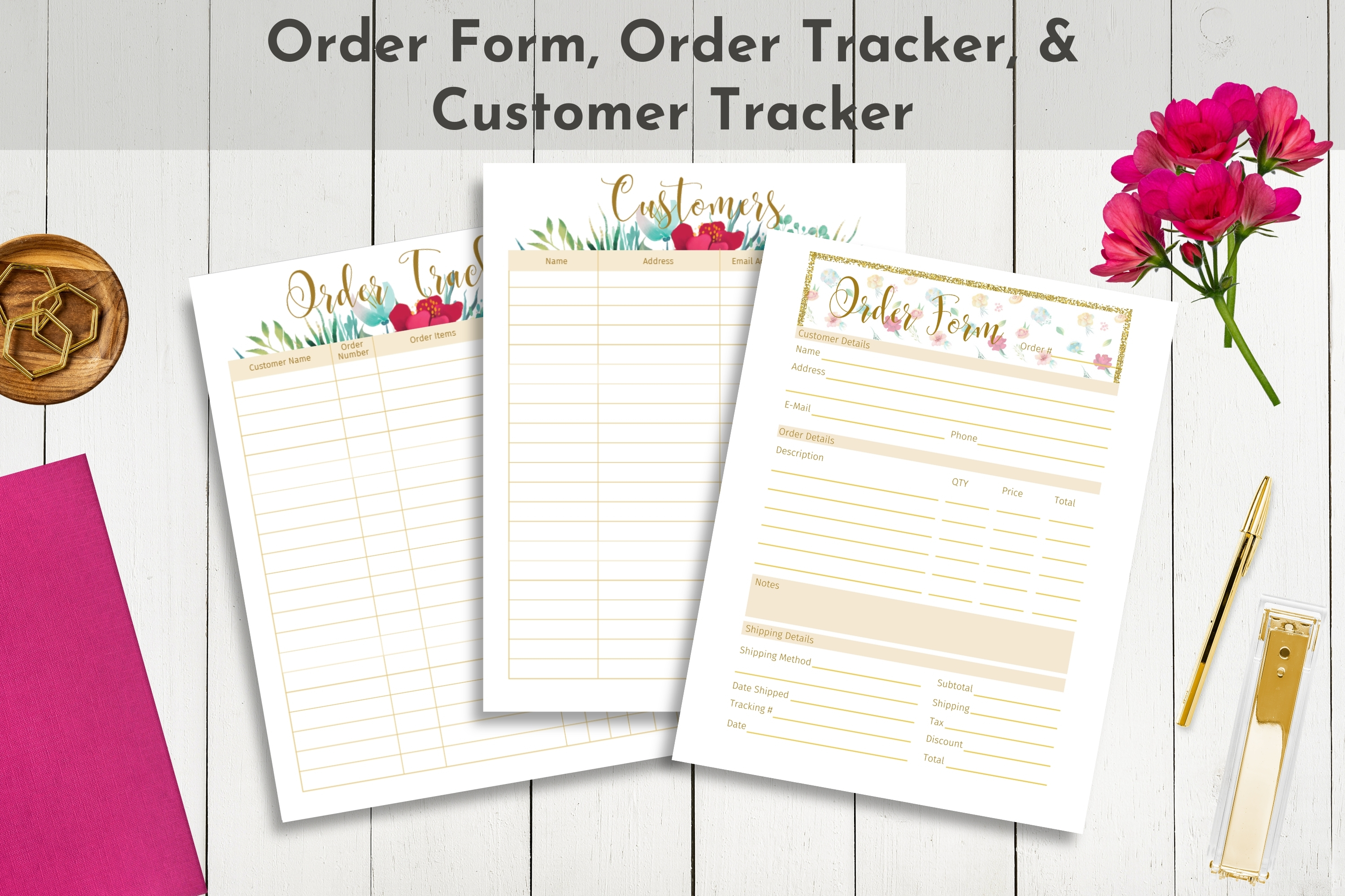 Order Form, Customer and Order Trackers Graphic by Hustle Smart Shop ...