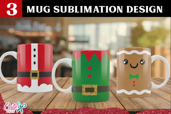 Christmas Mug Sublimation Design Set Graphics