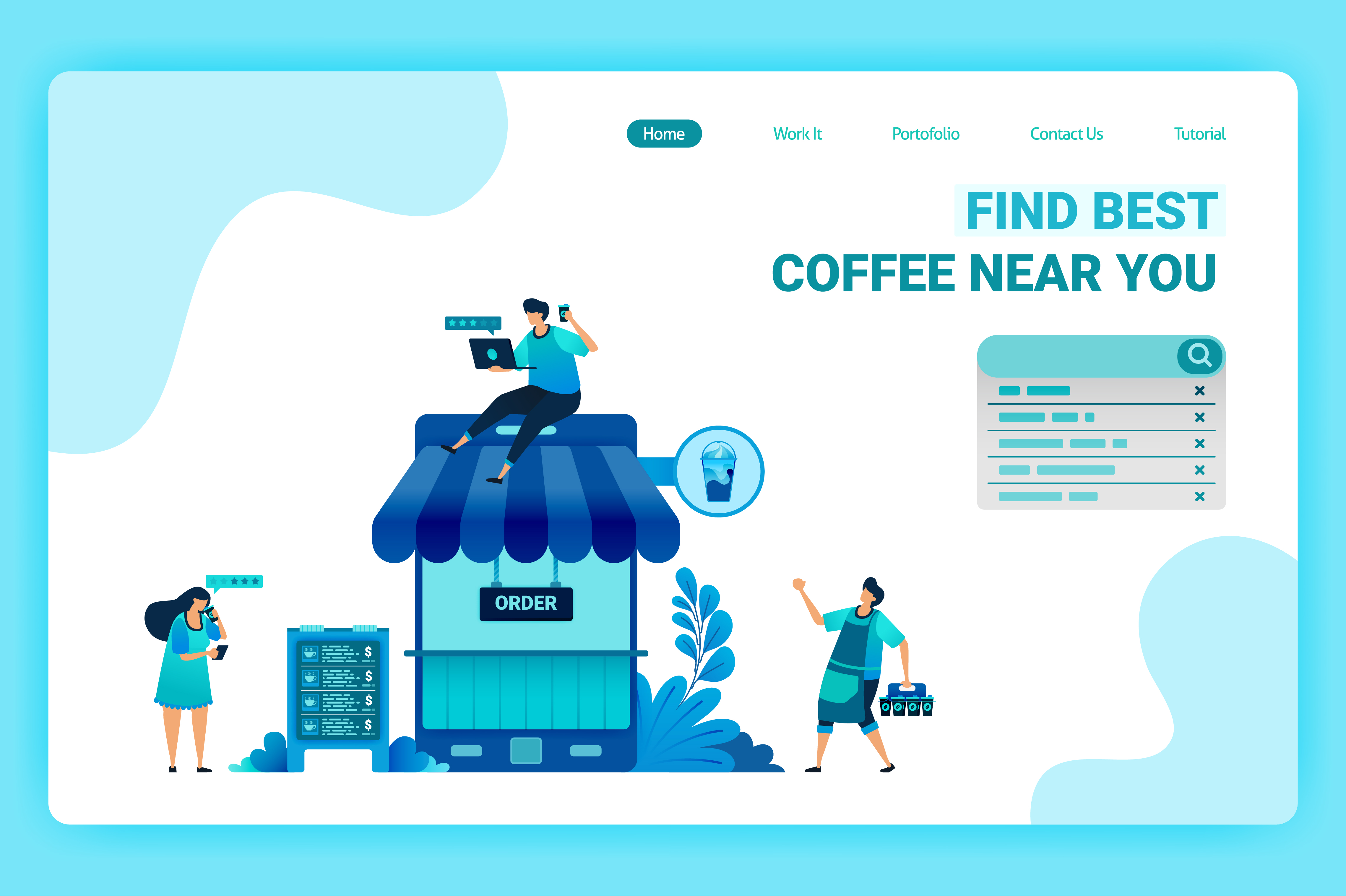 Landing Page of Coffee Bar Mobile Apps