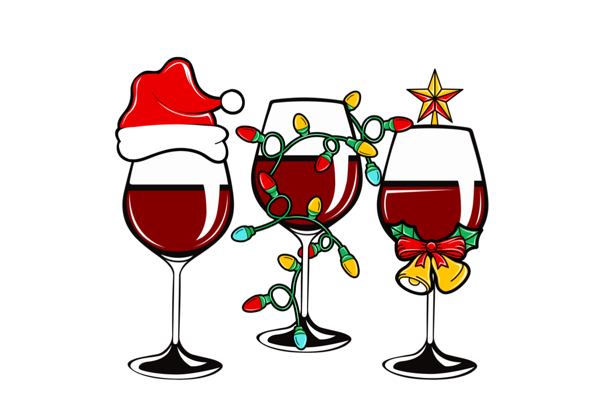 Christmas Wine Glasses with Santa Hat Graphic by Roscoe Tots Design   Creative Fabrica