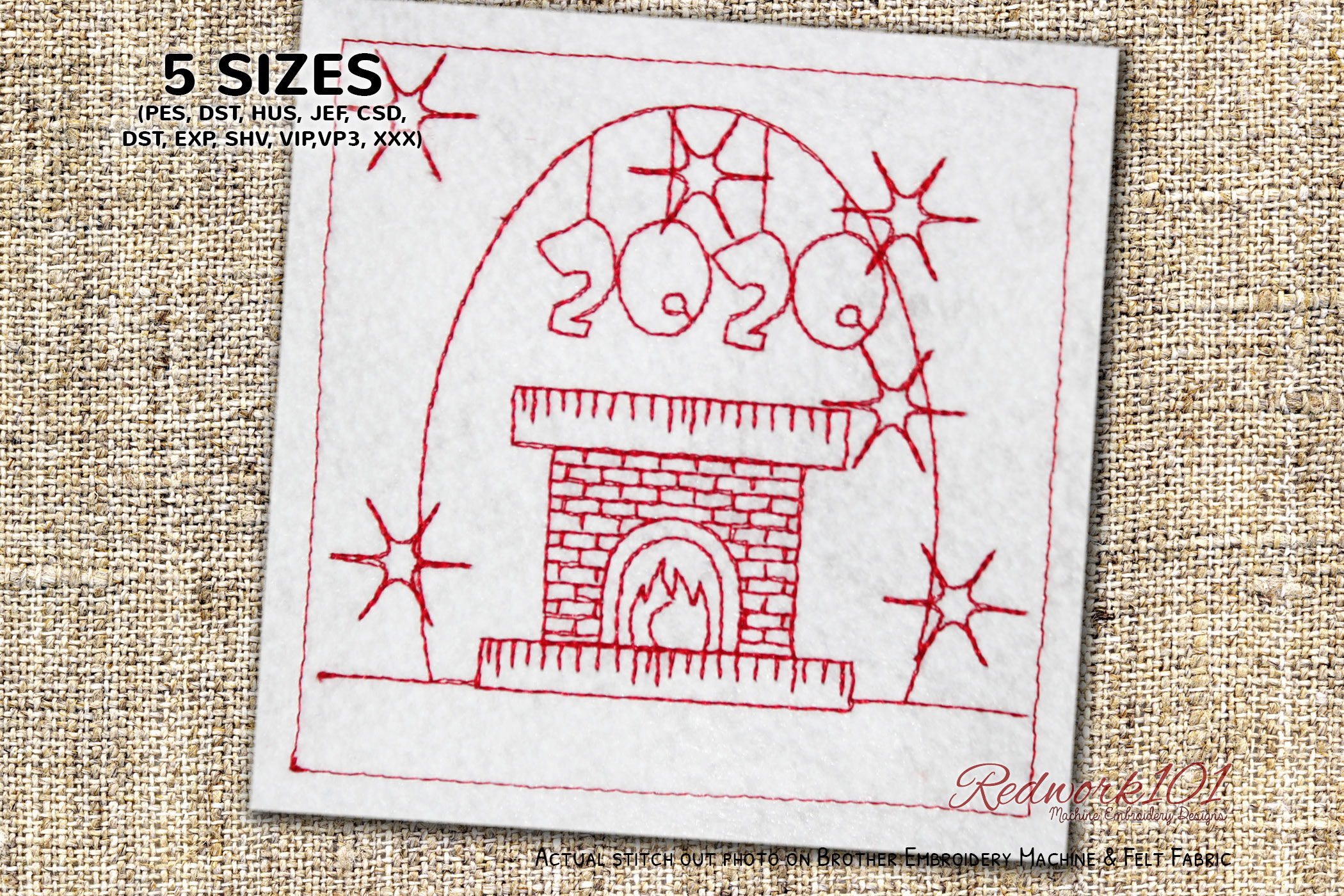 Fireplace with New Year Decoration