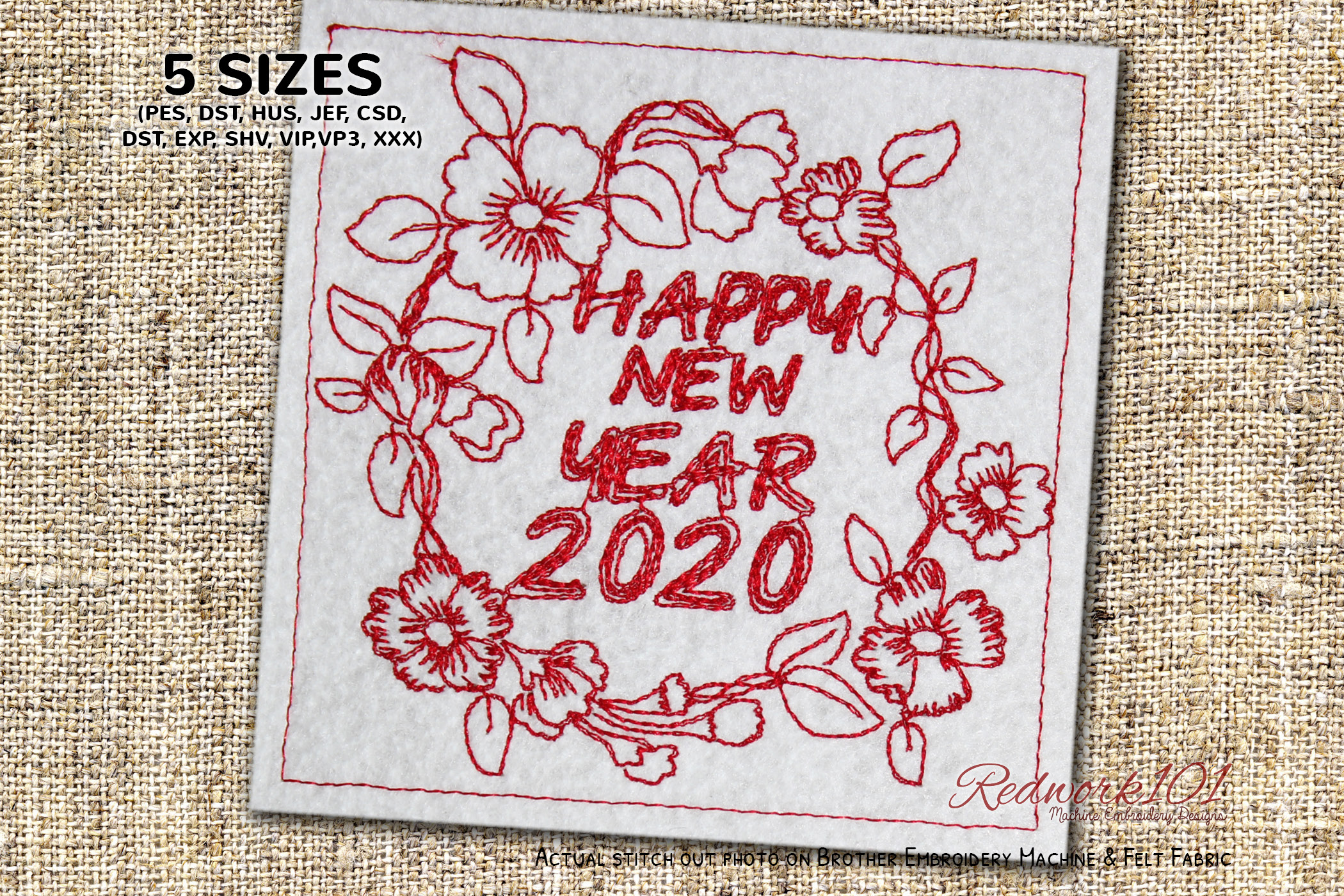 Floral Frame with Happy New Year