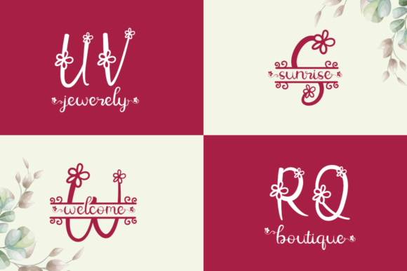 Flower Monogram Font PNG with transparent background - Preview 4