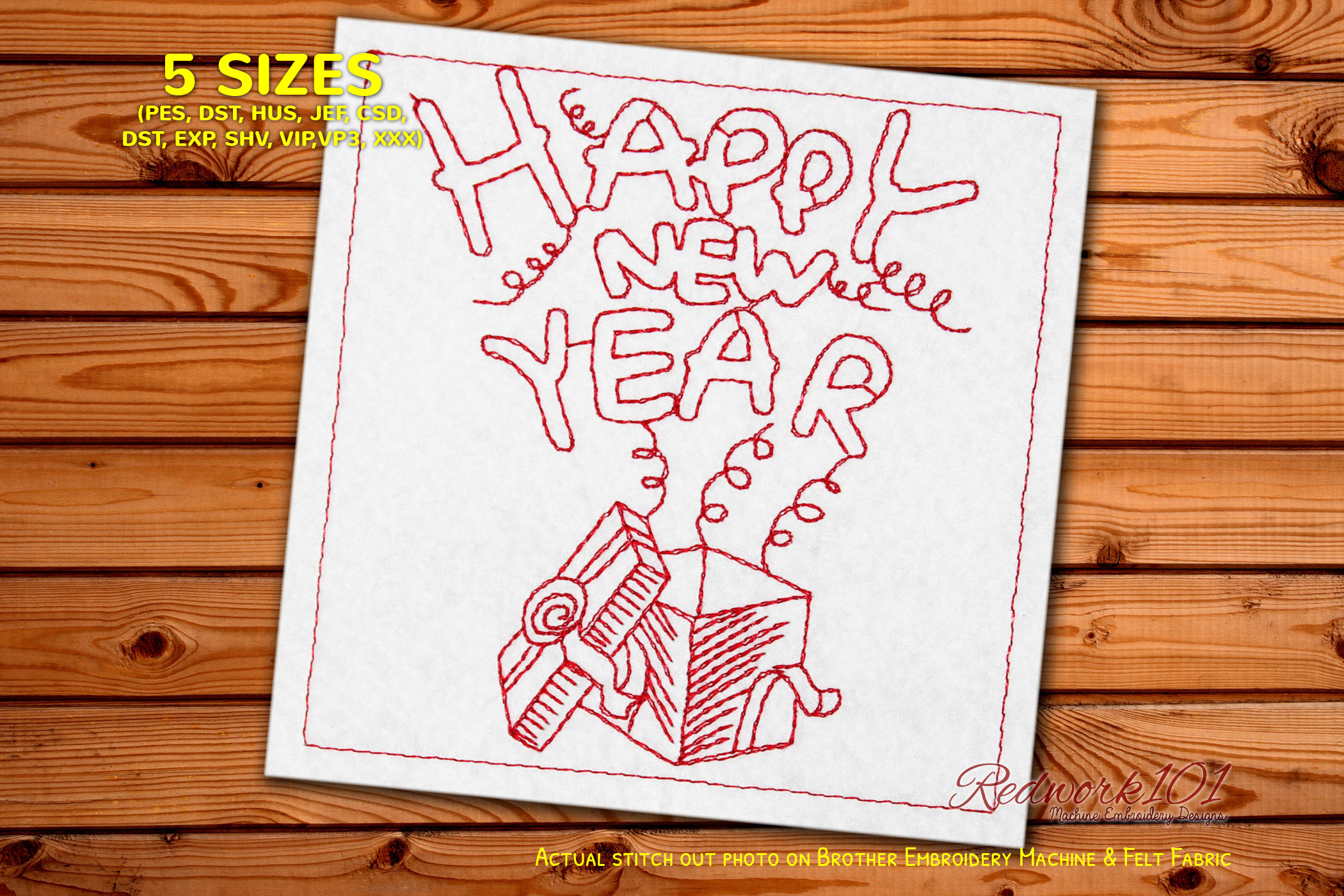Happy New Year Gift Box Unboxing Redwork