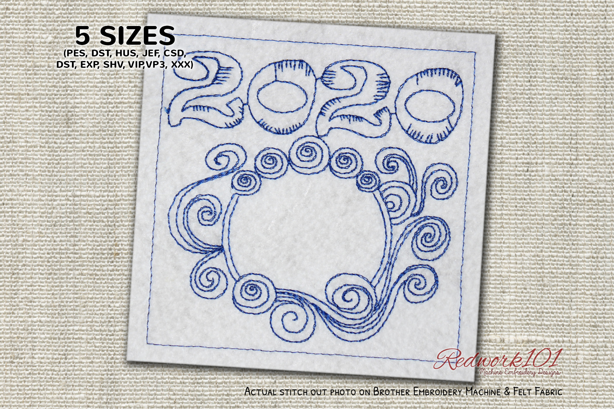 New Year Abstract Pattern Redwork